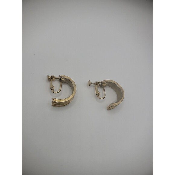 Vintage Napier Gold Tone Clip On Screw Back Earrings Womens Jewelry Costume - Picture 10 of 12